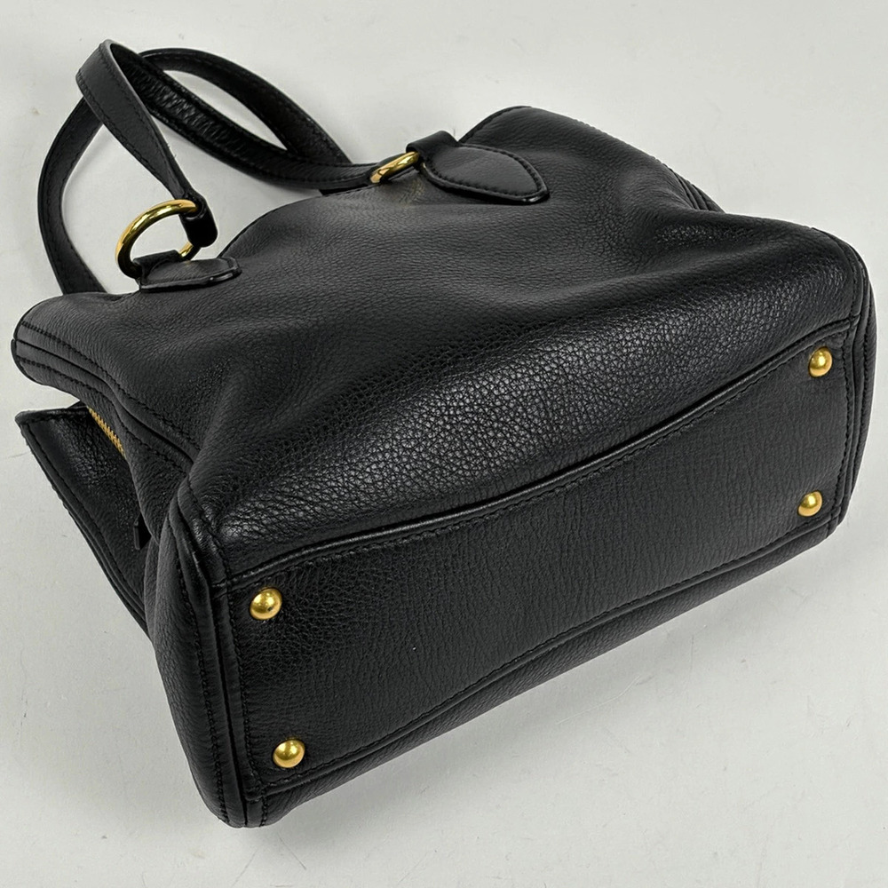 Miu Miu 2way Black Bag Carib Leather Vitello Shoulder Black